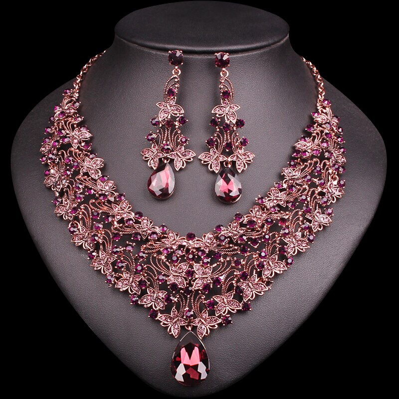 Women's Vintage Rhinestones Statement Necklace with Earrings Set Women's Vintage Rhinestones Statement Necklace with Earrings Set