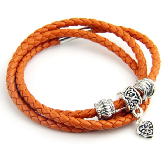 Men’s Leather Bracelet with Charm