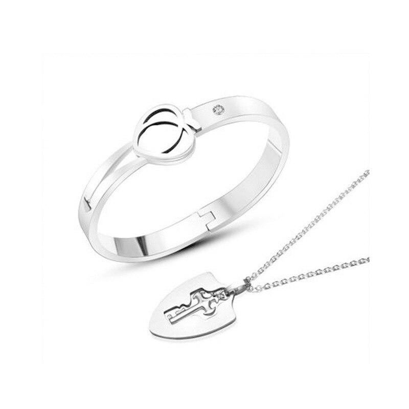 Heart Lock Bracelet & Key Necklace for Couples