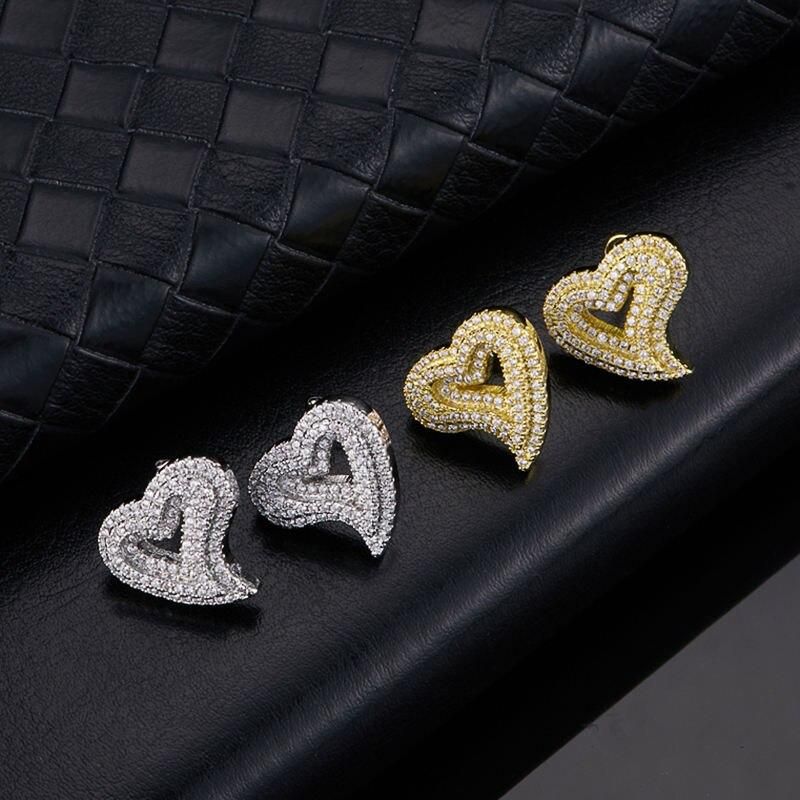 Huitan Gorgeous Heart Stud Earrings Bling Bling Bridal Wedding Accessories Temperament Women's Jewelry Love Earrings Fancy Gift Huitan Gorgeous Heart Stud Earrings Bling Bling Bridal Wedding Accessories Temperament Women's Jewelry Love Earrings Fancy Gift