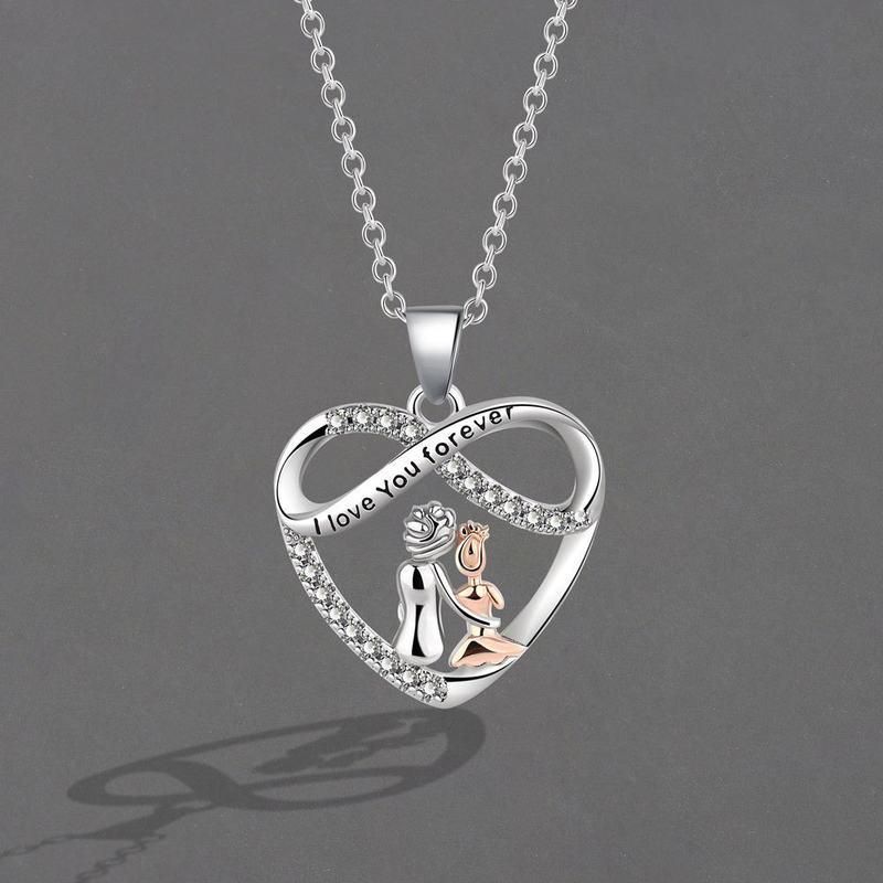 Dainty Endless Love Mother and Daughter Necklace for Women Exquisite Love Heart Shaped Pendant Clavicle Chain Mother's Day Gift Dainty Endless Love Mother and Daughter Necklace for Women Exquisite Love Heart Shaped Pendant Clavicle Chain Mother's Day Gift